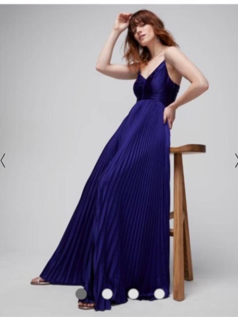 White House Black Market Royal Blue Maxi Formal Pleated Dress Size 00P
